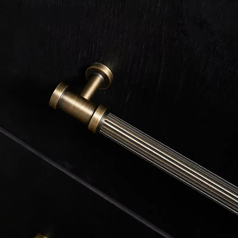 Retro American Bronze Brass Kitchen Drawer Handles Vertical Texture Cabinet Knob American Cupboard Pulls Furniture Hardware