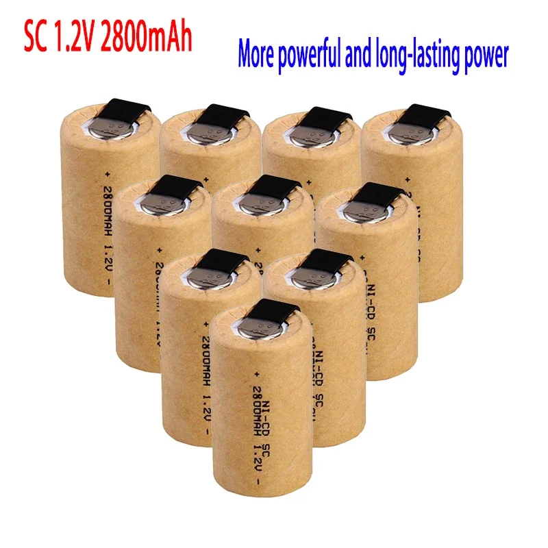 Original Screwdriver Electric Drill SC Batteries 1.2V 2800mah SC Ni-Cd Rechargeable Battey with Tab Power Tool NiCd SUBC Cells