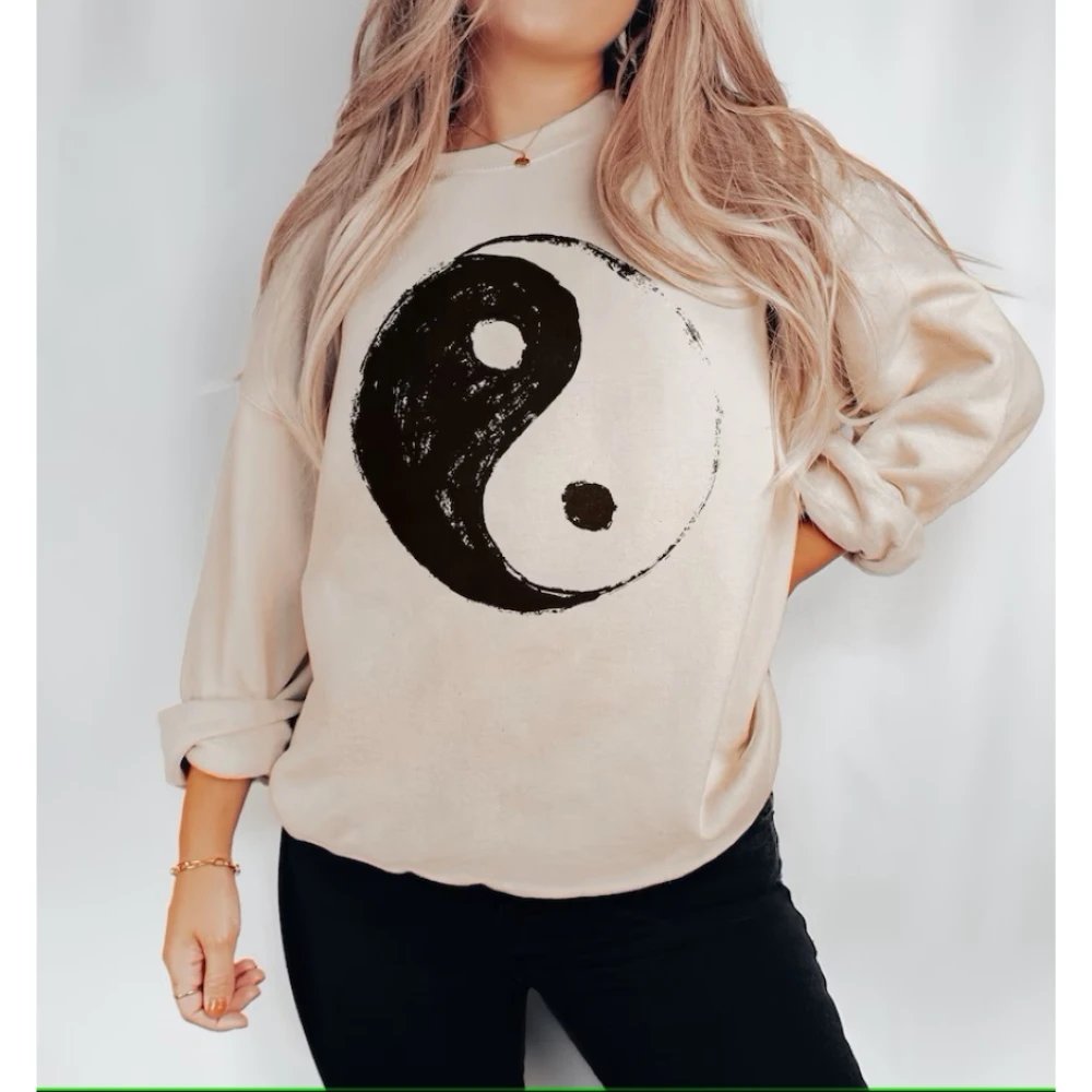 

Coquette Aesthetic Shirt Yin Yang Sweatshirt Mental Health Crewneck Positive Clothes Spiritual Meditation Zen Buddhist Pullover