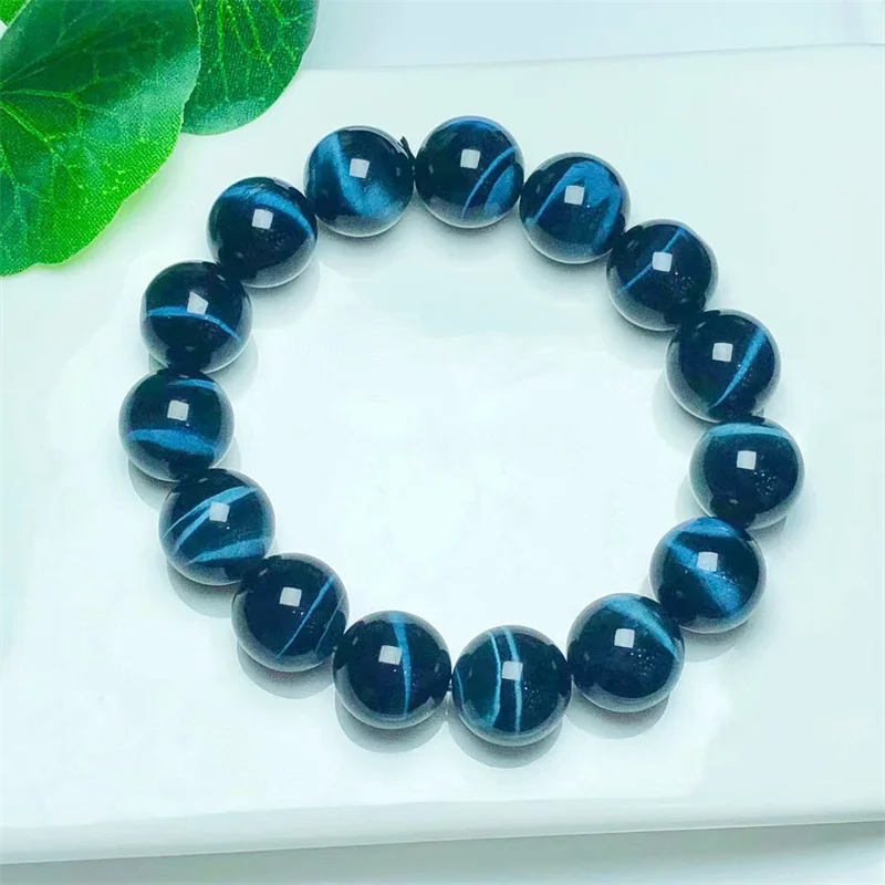 

Natural Blue Tiger Eye Bracelet Stone Crystal Women Fashion Jewelry Single Circle Elastic Rope Bracelet Christmas Gifts 12/14mm