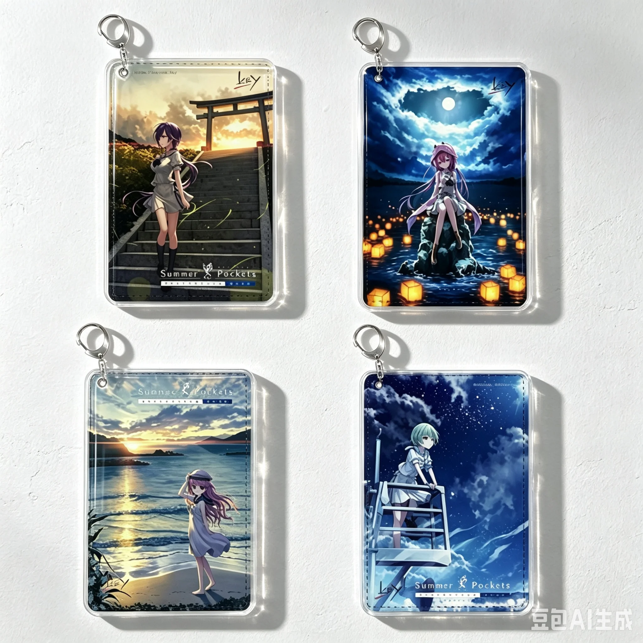 Interesting High Definition Images Cartoon Summer Pockets Figure Decoration Bag Car Key Ring Charm Gift Anime Acrylic Keychain