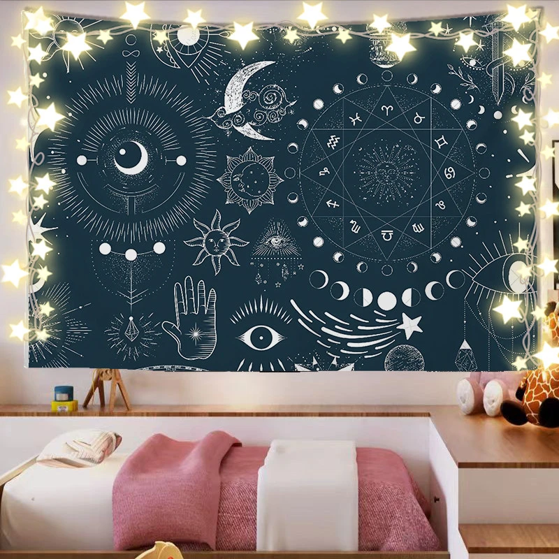 VIKAMA Celestial Planet Star Map Tapestry, 6 Assorted Designs, Wall Hanging Art for Bedroom Living Room
