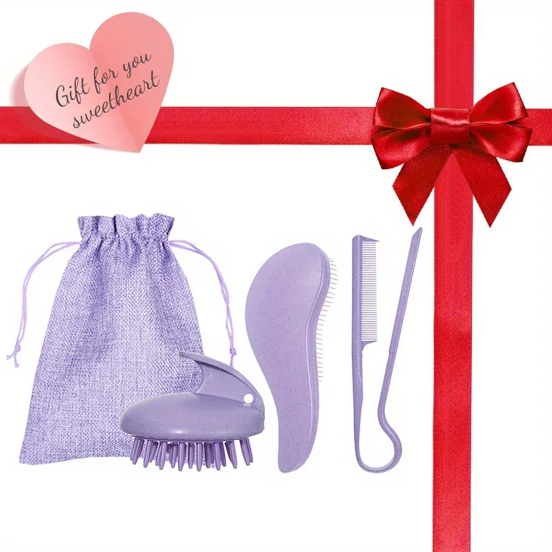 

Comb Set Gift Wheat Straw Environmental Brush Hair Volumizinportableg Comb Shampoo Brush Wash Hair Brush Detangling Brush Set