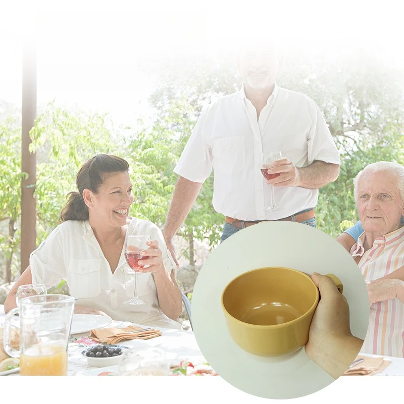 

White Melamine Assisted Feeding Bowl Anti Spill Elderly Rice Bowl Premium Tableware Set