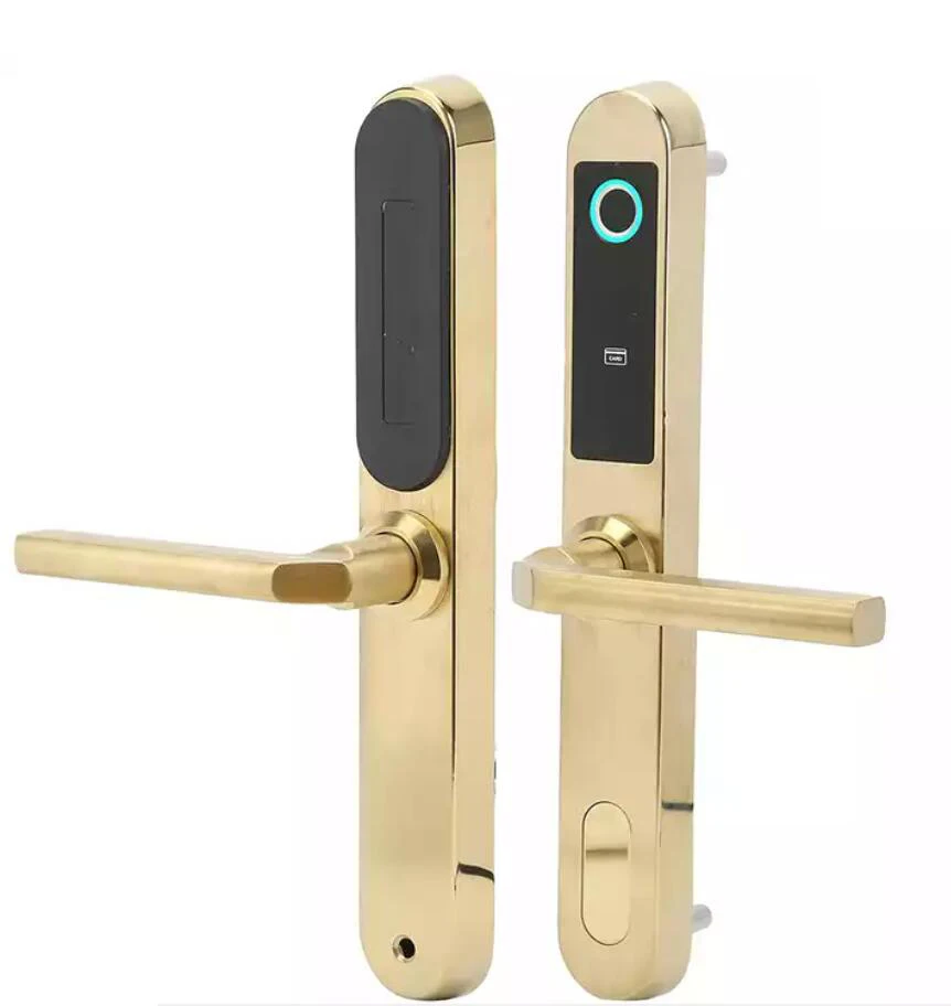 Waterproof Biometric Fingerprint Aluminum Handle DoorLock Electronic Smart RFID Card Code Lock For Metal Glass Door