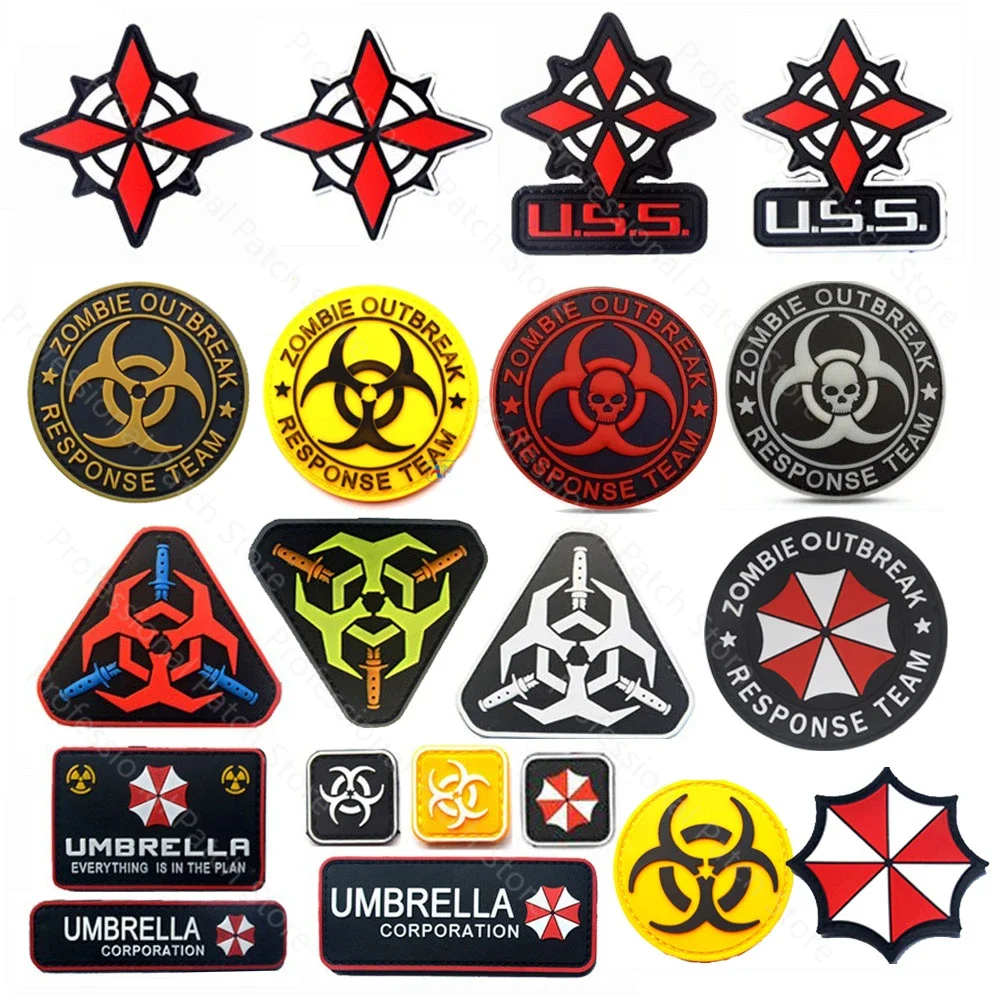 Umbrella Corporation 3D Rubber/Cloth/Reflective Patch Badge Military Tactical Patch Hook Patch Badge Applique Insignia