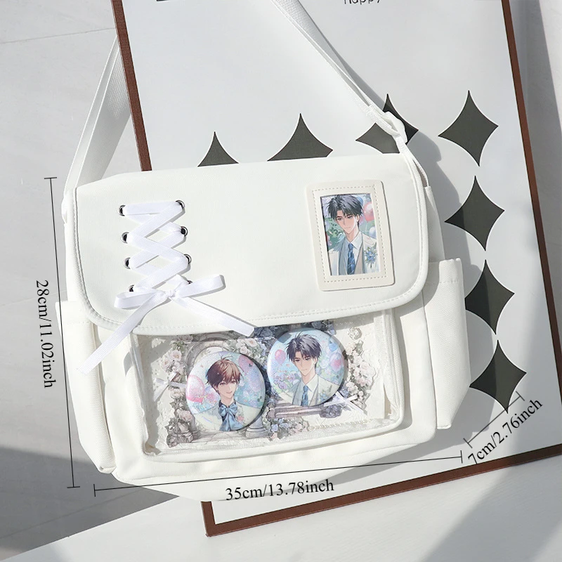 حقيبة كروس على طراز الكلية اليابانية للفتيات حقيبة كتف كاجوال متعددة الاستخدامات حقيبة حمل قماشية من فئة الطلاب