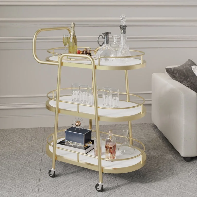 Household Multifunctional Pushcart Hotel Restaurant Mobile Food Delivery Cart Bar Wine Shelf