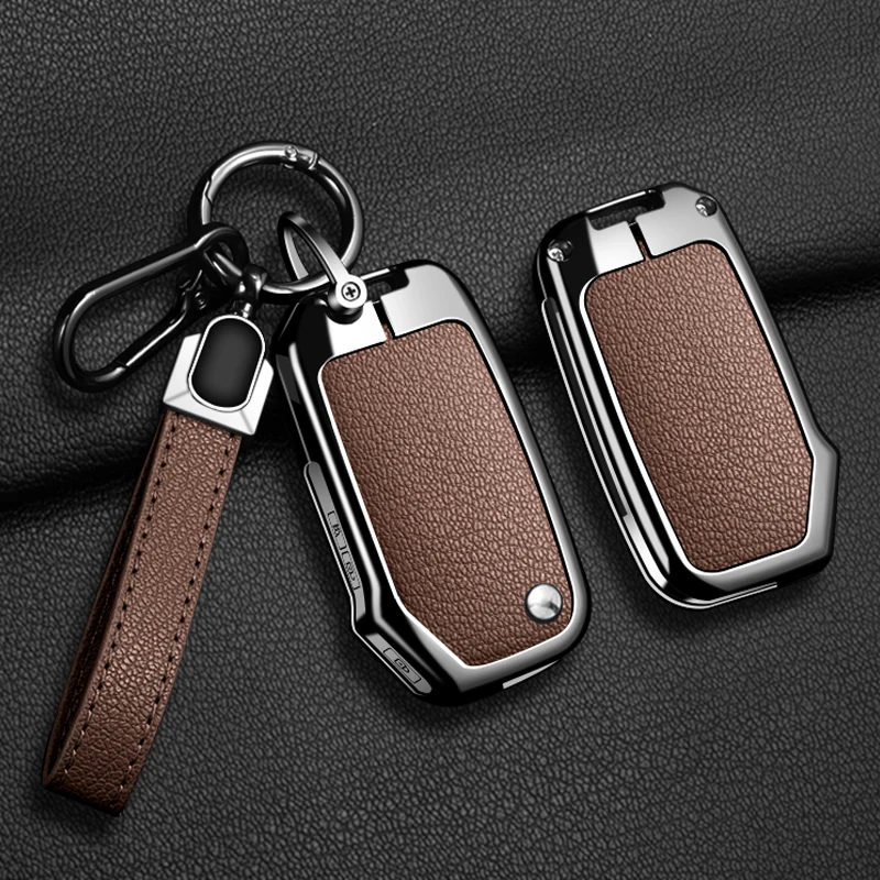 Funda de cuero de aleación de Zinc para llave de coche, para Kia Sportage R GT K3 Seltos Sportage Stinger Sorento Ceed CD Cerato Forte 2018 2019