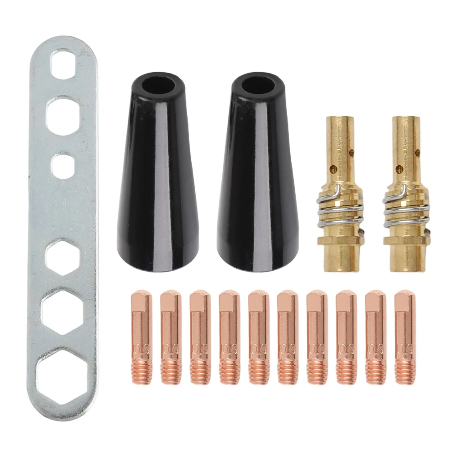 Replacement Parts Set for AK15 MB15 For MIG Welding Torches with 0.9mm Tips 2 Gasless Nozzles 2 Diffusers and Hex Wrench