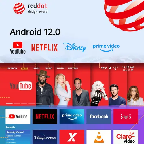 Imagen 2 del producto Proyector portátil Lenovo 4K 100M Android 12 WIFI 6 TOF No-Sense enfoque automático al aire libre Full HD Video películas proyectores de cine en casa