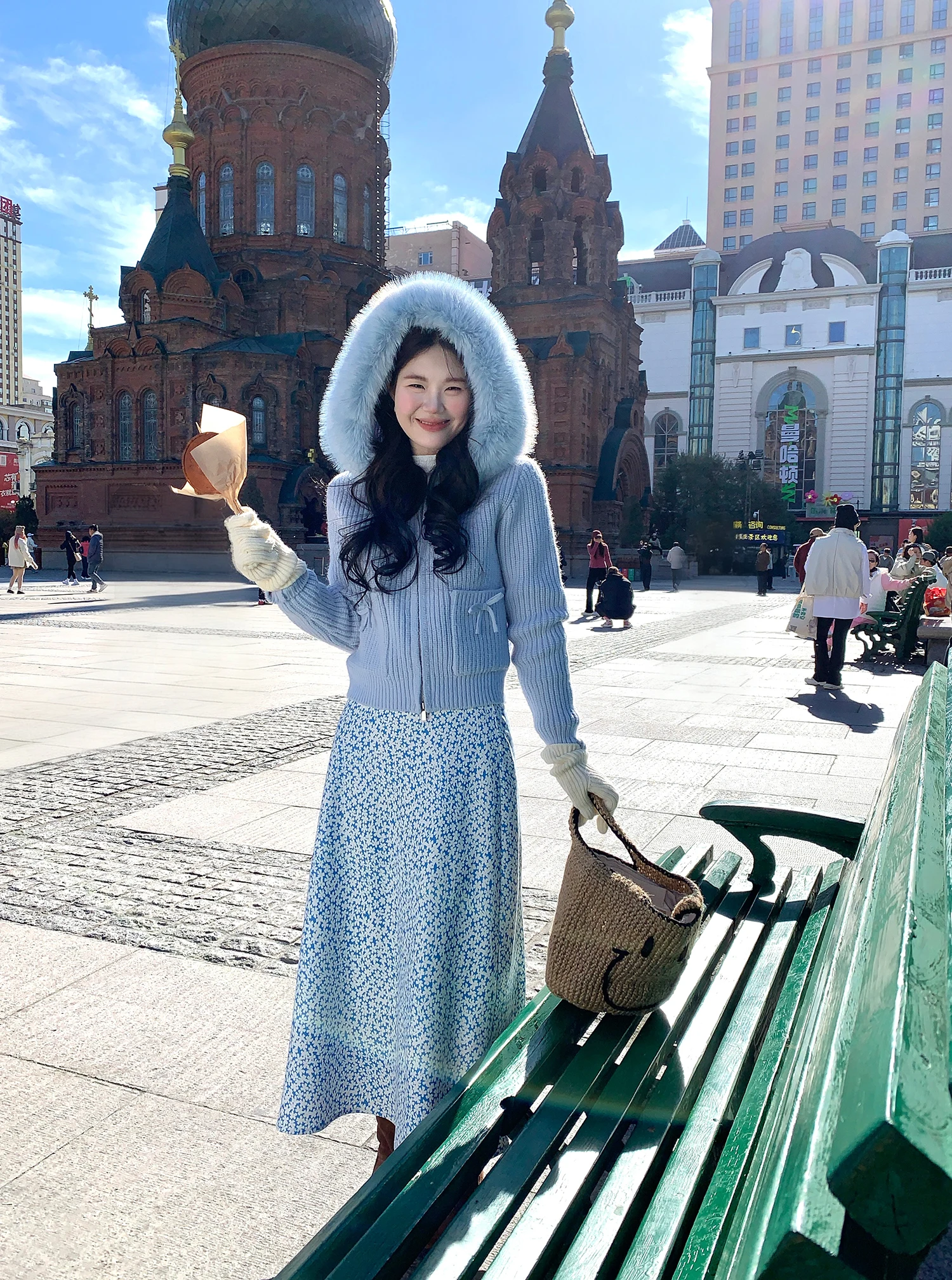 

Gentle Floral Print Midi Skirt Women's A-Line Skirt mid Waist Design Casual Wear Stand Fit Autumn Winter Long Skirt