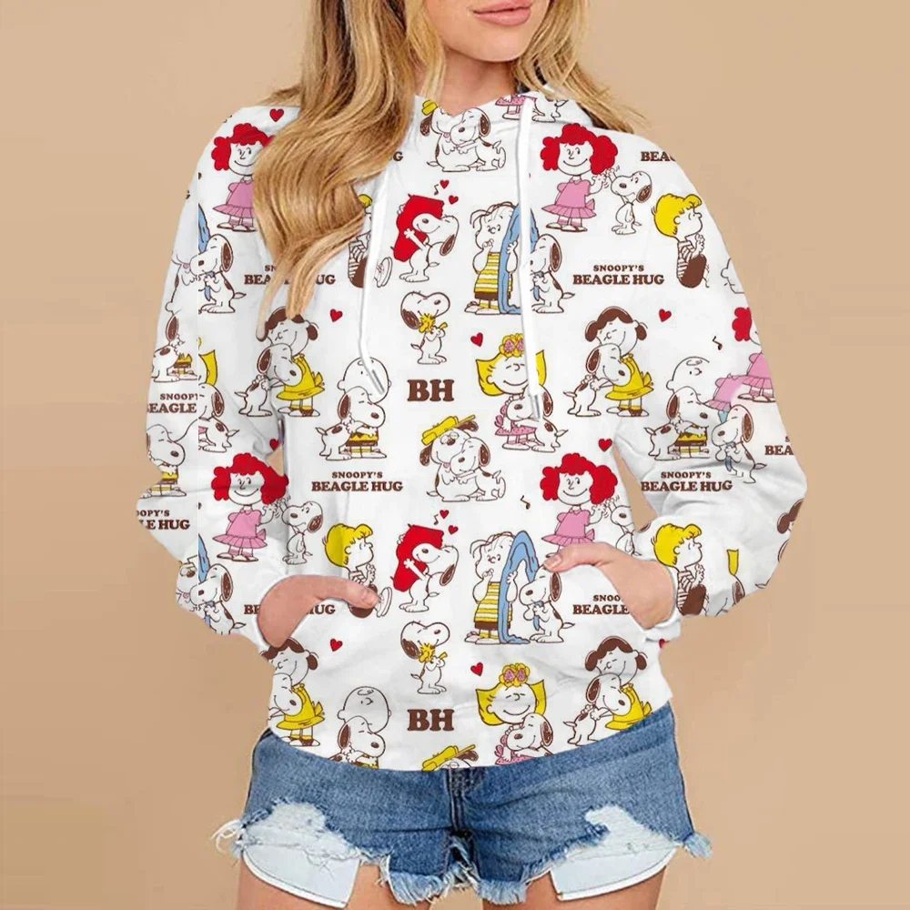 Jesień i zima Gorąco sprzedający się sweter Disney Snoopy Druk 3D Dorosły damski Wiosna i jesień Nowa bluza z kapturem Street Casual Jumper