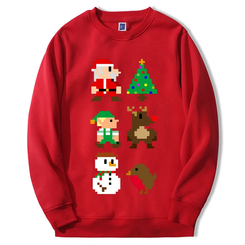 

Fashion 8Bit Christmas Hoodies Long Sleeve Harajuku Clothes Moletom Winter Man Sweatshirts Casual Hoodie Unisex Sudaderas