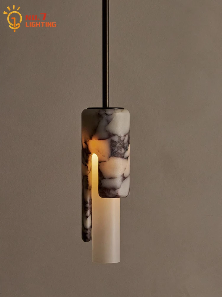 

Luxury Post-modern Natural Marble Chandelier LED Italian Minimalist Hanging Lamp Bedroom Bedside Aisle Dining Room Restaurant