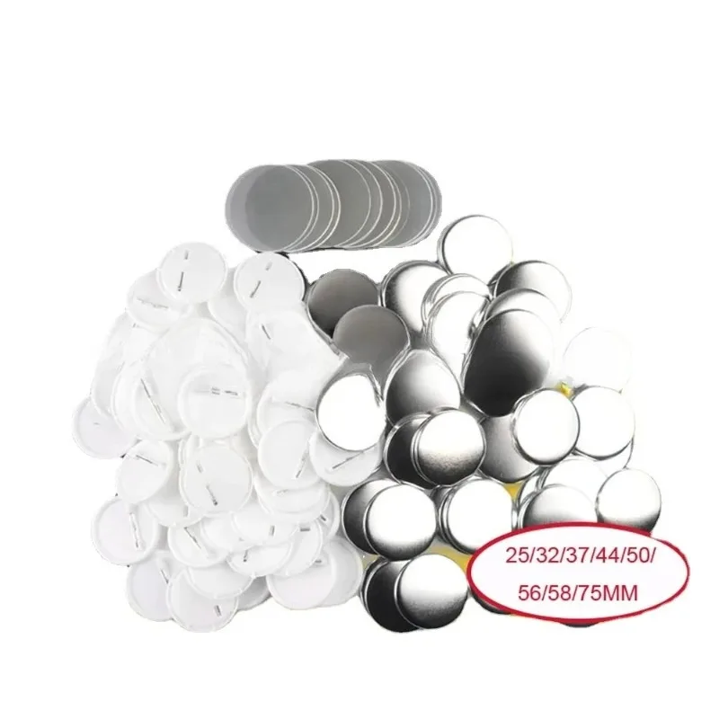 100Pcs/set Plastic Blank Badge Pin Button Parts Supplies for Clothes Badge Button DIY Crafts Materials 25/32/37/44/50/56/58/75MM