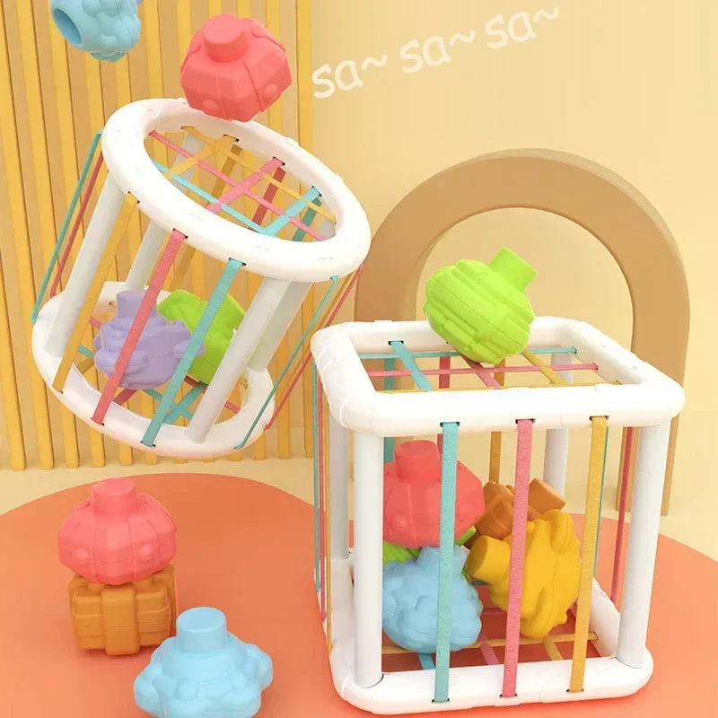 Blocos de classificação de cubo colorido para bebê, Bin sensorial, brinquedos educativos Montessori, jogo para menino e menina de 1 e 2 anos