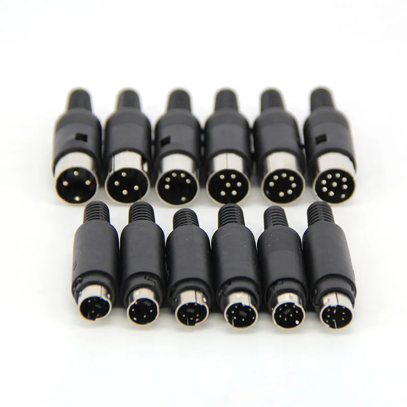 5pcs/lot Soldering Cables Mini or DIN 3/4/5/6/7/8 Pin Male Connector S-Video Terminal Circular Plug Plastic Handle Adapter K K5