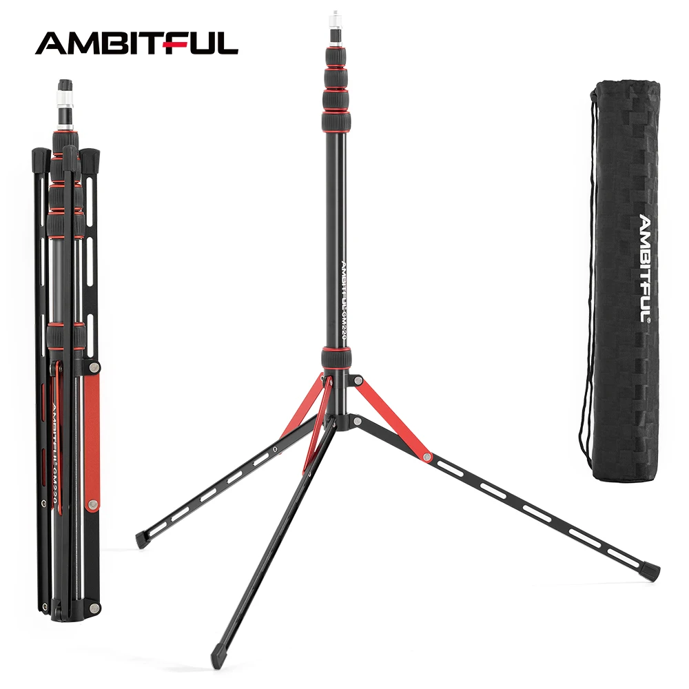 Trépied photo Ambitful GM220 amélioré avec tubes plus épais pour éclairage vidéo LED, boîte à lumière de studio, flash et réflecteur