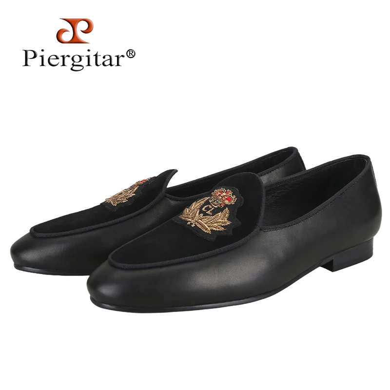 

Мокасины Piergitar мужские ручной работы, классические туфли с тонкой отделкой в рубчик, из воловьей кожи, черные, без застежки