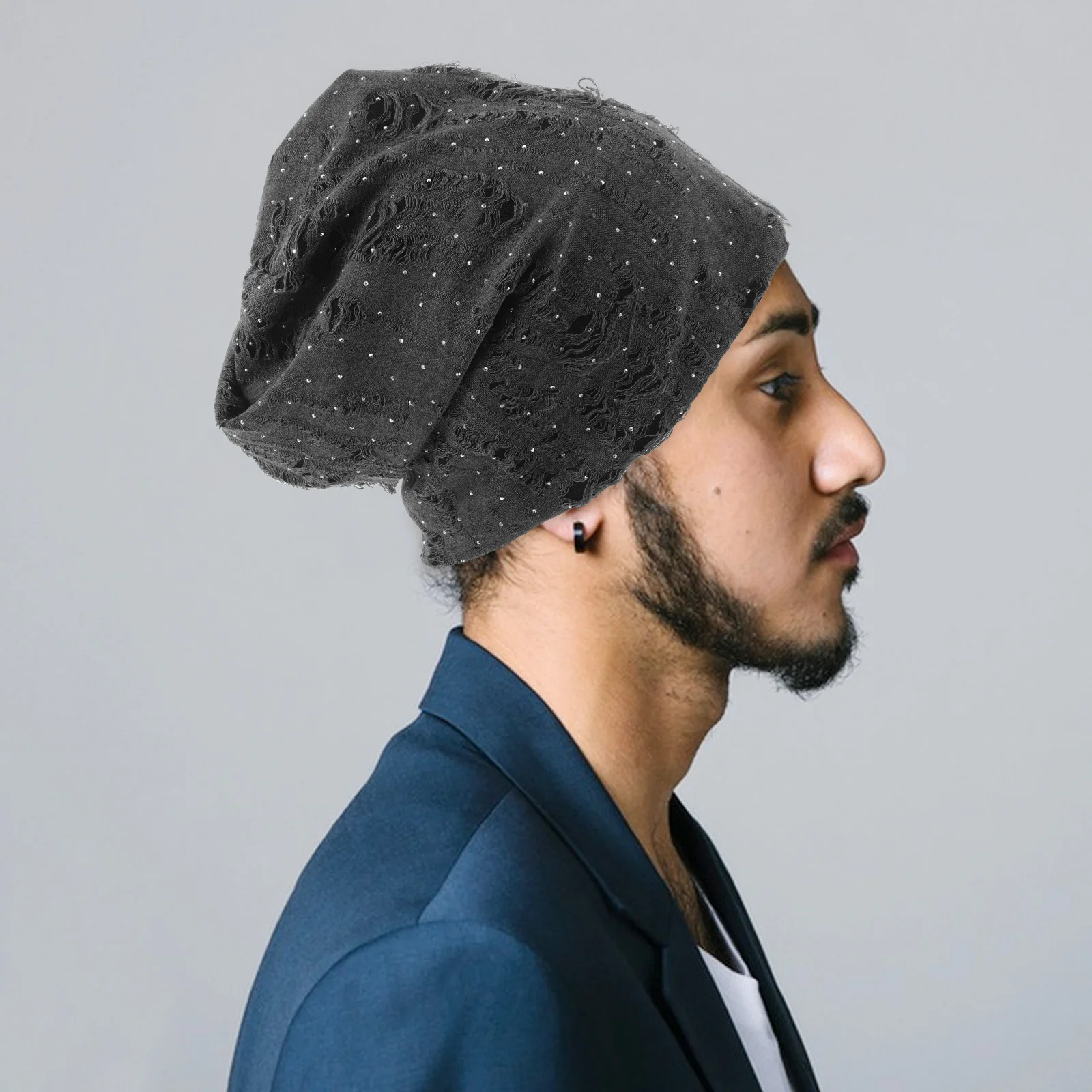 

Vintage Beanie Hat Rhinestone Unisex Soft Warm Lightweight Polyester Cap For Spring Autumn Outdoor Stylish Retro Grunge