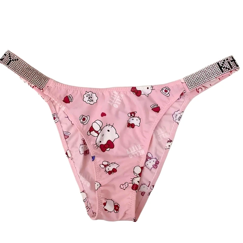 Sanrio Hello Kitty Cute Panties Girls Sexy Underwear Low Waist Cartoon Sweet Womens Lingerie Bikini Underpants Ice Silk Briefs