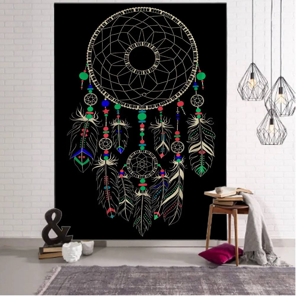 Dream catcher tapestry psychedelic scene mandala wall hanging butterfly flower character tapestry hippie bohemian home decor