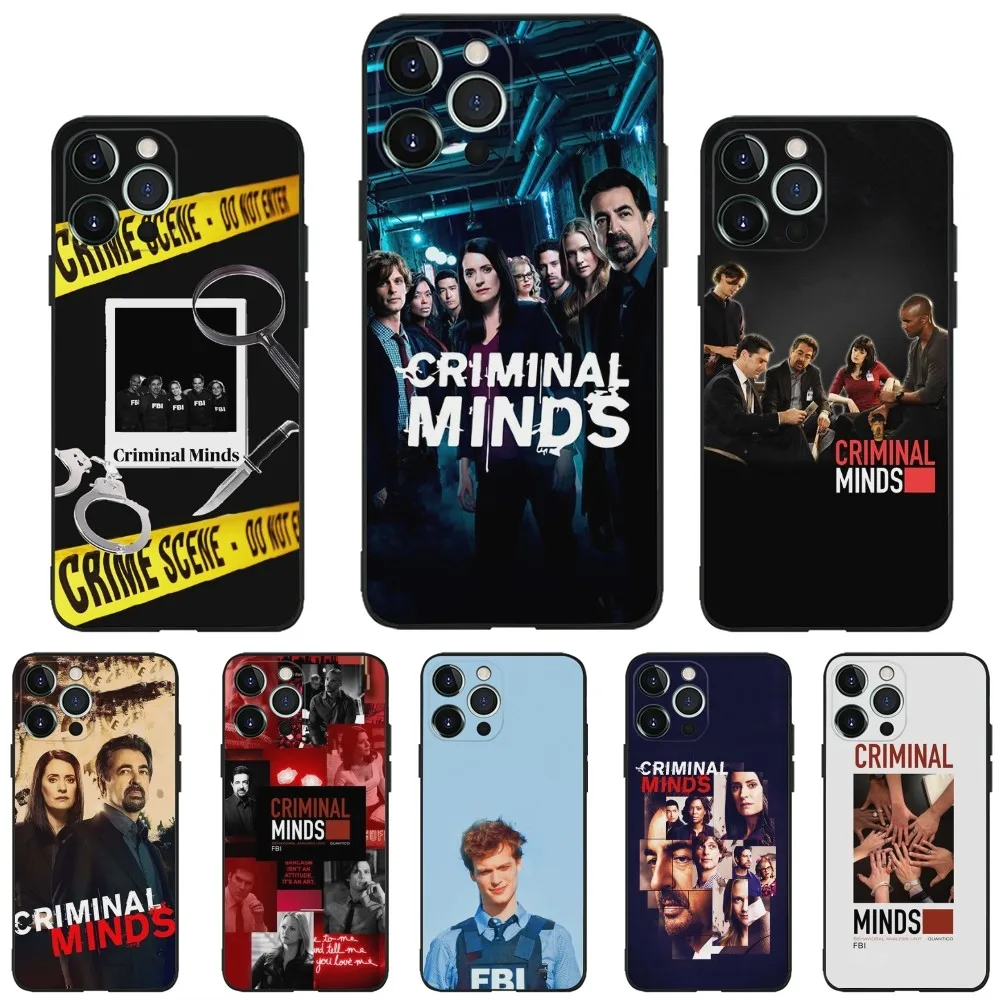 C-Criminal Minds TV Phone Case For iPhone 16,15,14,13,12,11,Plus,Pro Max,XS,X,XR,SE,Mini,8,7 Soft Silicone Black Cover