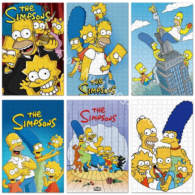 Disney The Simpsons Animation Puzzles 300/500/1000 Piece Game Toys for Children Adults Learning Education New Creative Gifts