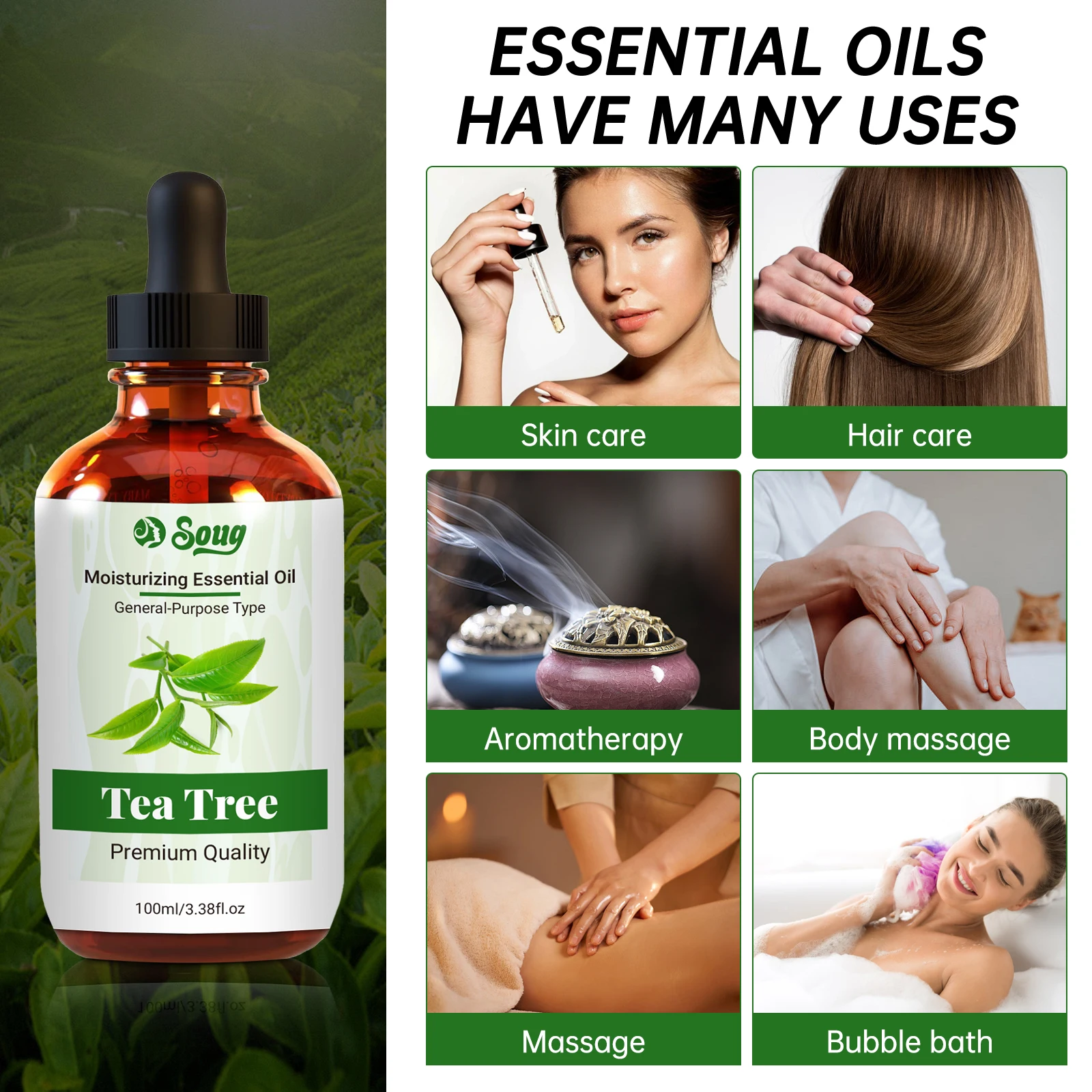 100ML Tea Tree Oil Natural Moisturizing Facial Body Feminine Skin Care Skin Repair Aromatherapy Pure Massage Essential Oil