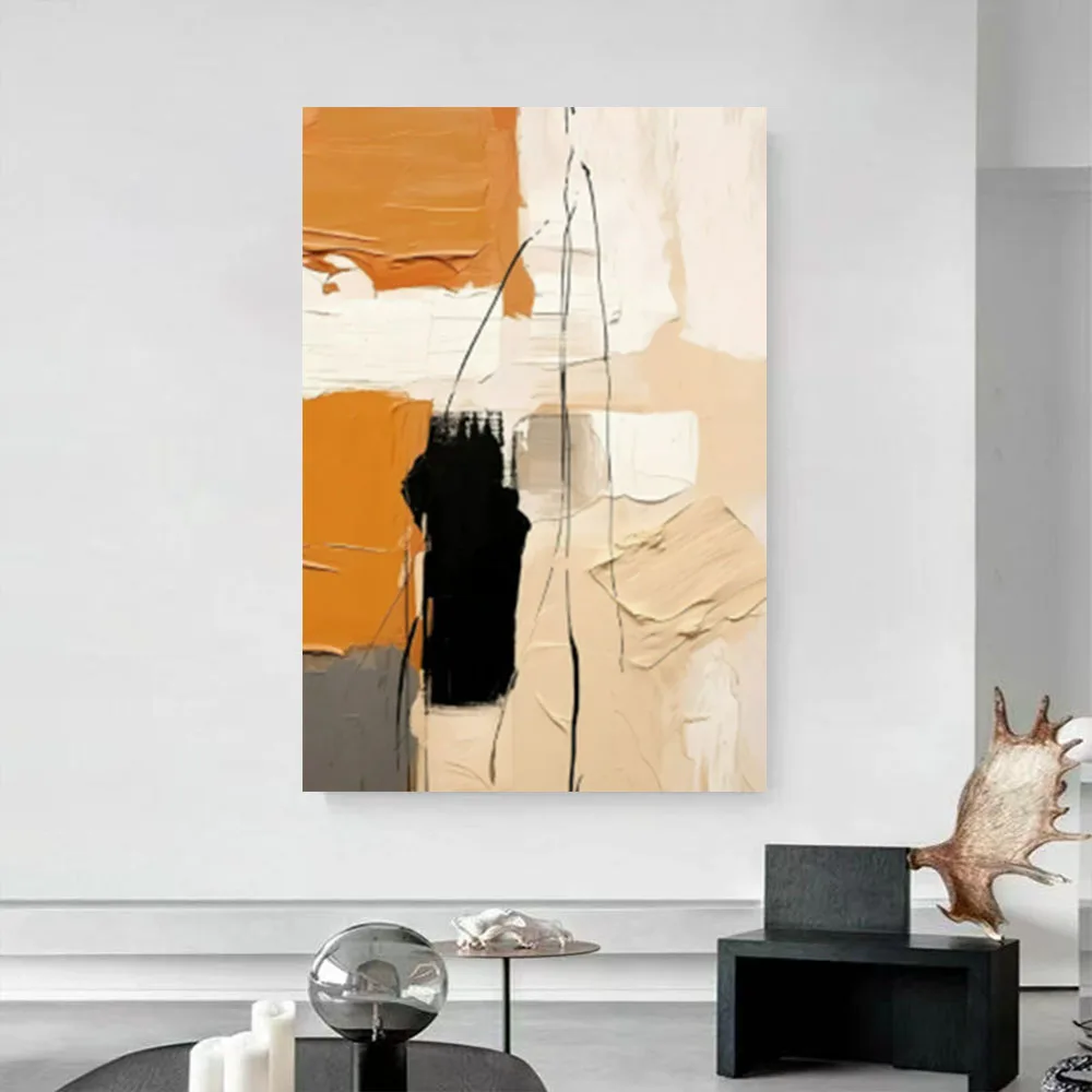 Palette Knife Textured Abstract city street view images Modern Landscape Oil Painting Hand Painted Wall Pictures for Home Decor