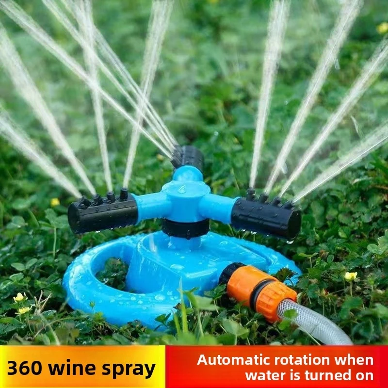 Popular plastic garden products360Automatic Rotating Three-Arm Sprinkler Head Round base three-prong nozzle