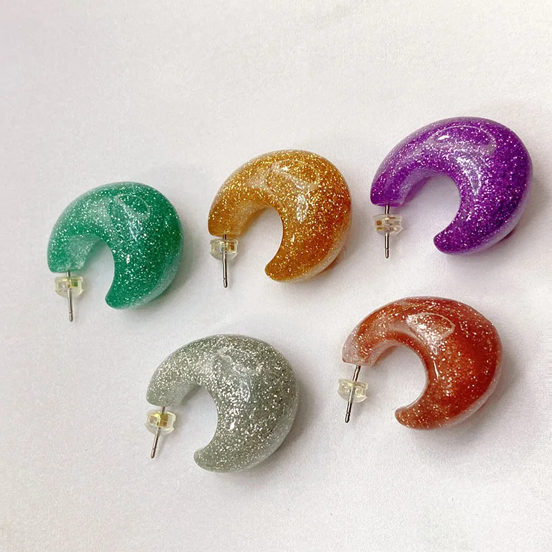 

Ins Style 2025 New Arrival Fashion Candy Color Sequin Resin Hook Earrings for Women Personalized Light Earrings Classic Jewelry