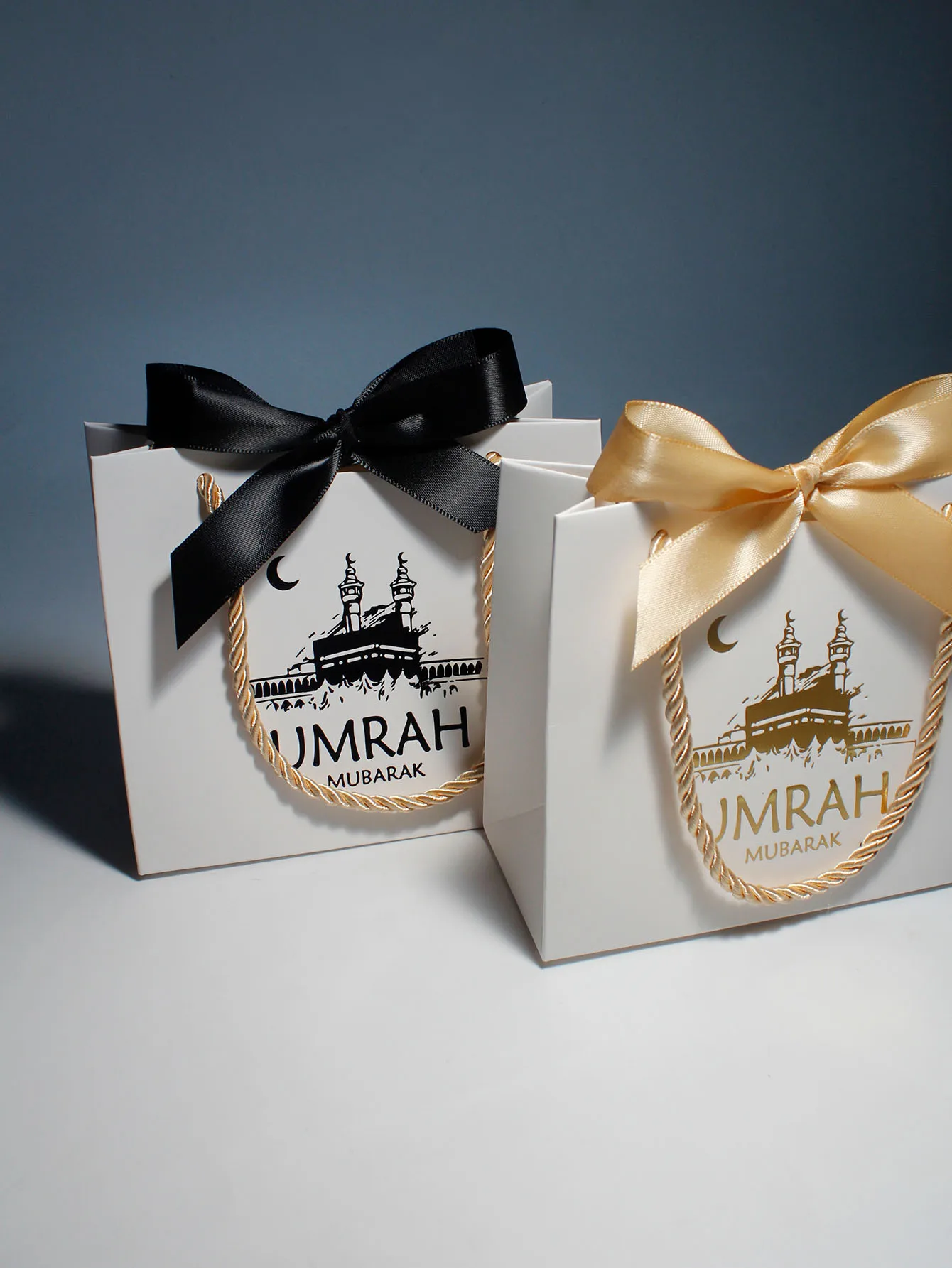 Eid Mubarak Favors Gifts Candy Boxes handbag Muslim Islamic Ramadan Kareem Party Decor，Handheld ribbon candy box ﻿