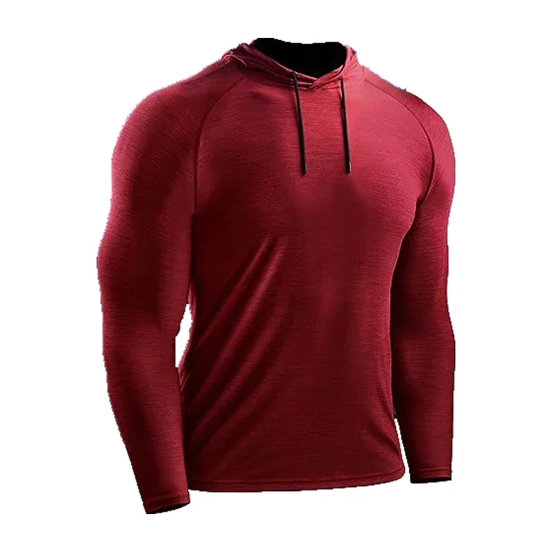 

Loose Hooded Sports Long Sleeved Thin T-shirt for Men's Quick Drying Sweat Wicking Training and Fitness Clothes