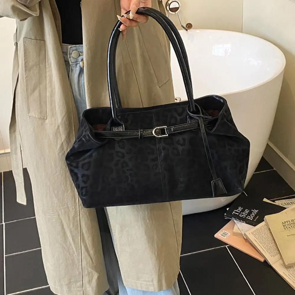 

Korean Style Hasp Closure Shoulder Bag Tote Bag Solid Color Leopard Print Handbag Ethnic Style Bohemian Style Underarm Packs