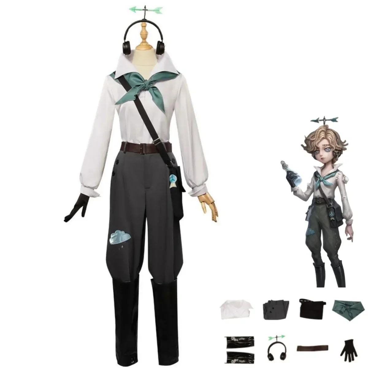 Meteorologist  Wendy Ford Cosplay Game Identity Ⅴ Costume Survivors White Shirt Headset Uniform Woman Halloween Carnival Suit