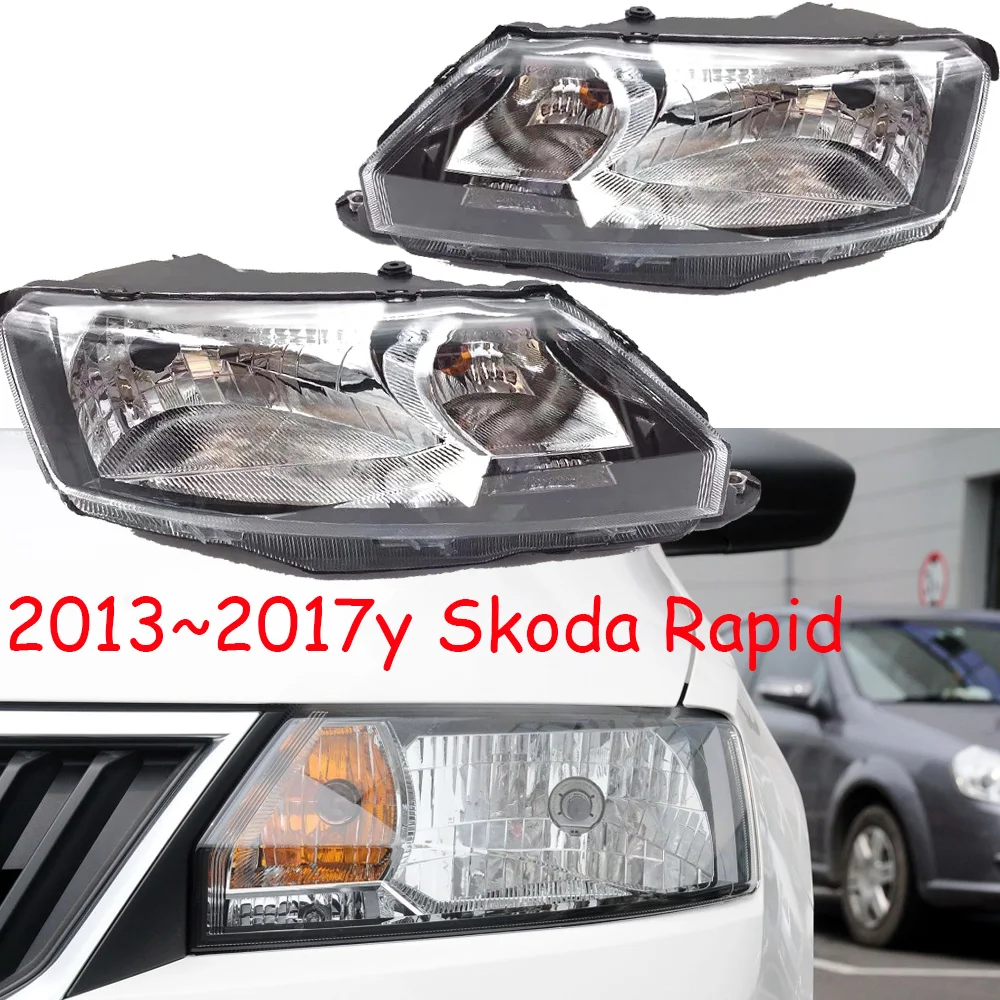 

1pcs car bumper headlamp For Skoda Rapid headlight 2013~2017y car accessories head lamp for Skoda Rapid fog lamp