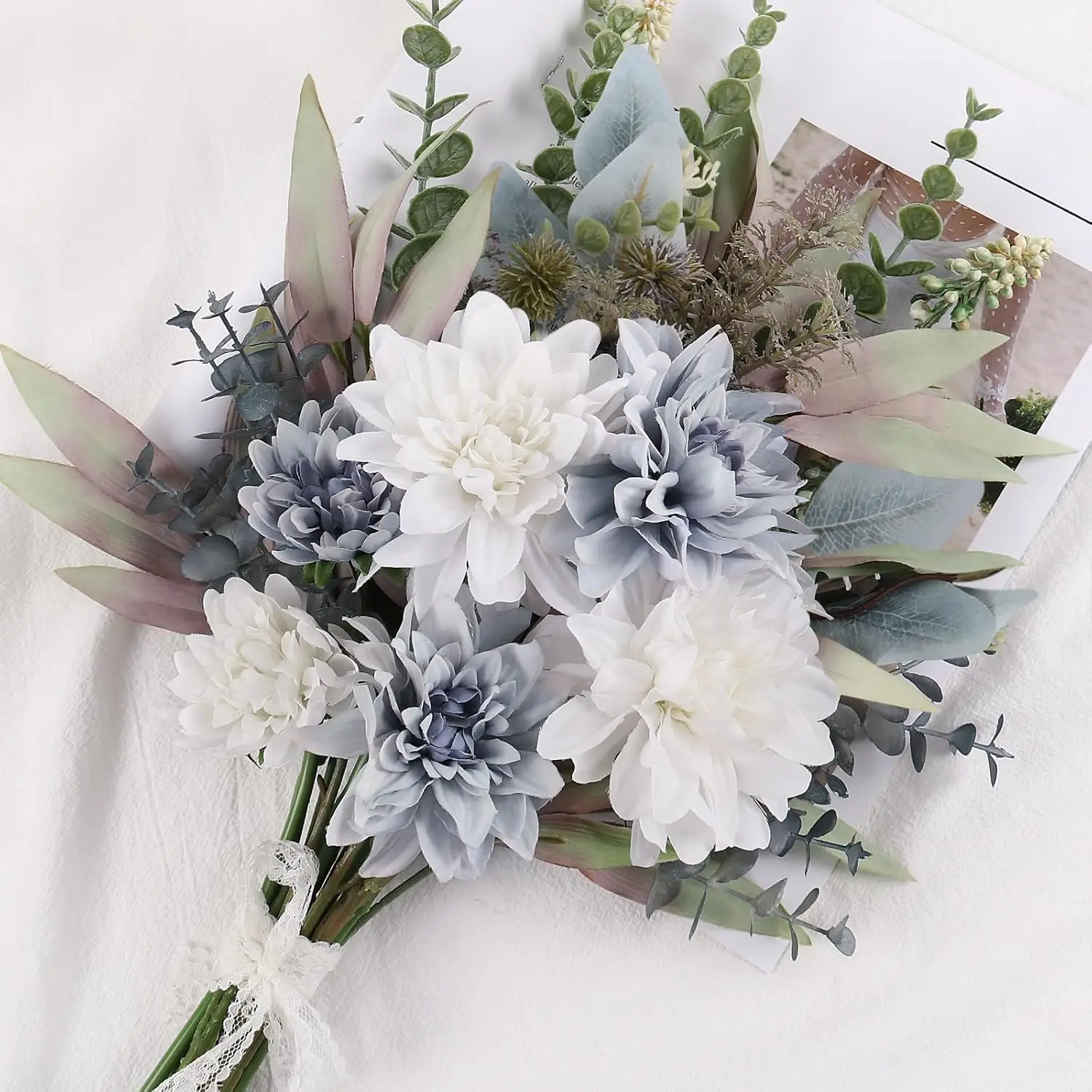 Fake Artificial Flowers Bouquet Silk Floral Arrangements Faux Flowers Plant Wedding Bride Bouquets Tables Centerpieces for Home image 6