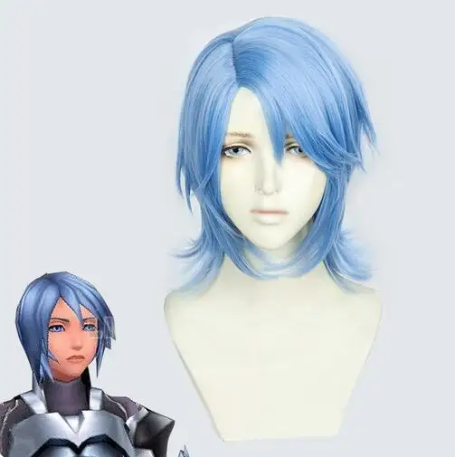 Kingdom Hearts III Aqua Cosplay Wig Role Play PARTY hair for Christmas Halloween Blue  New hair Wigs