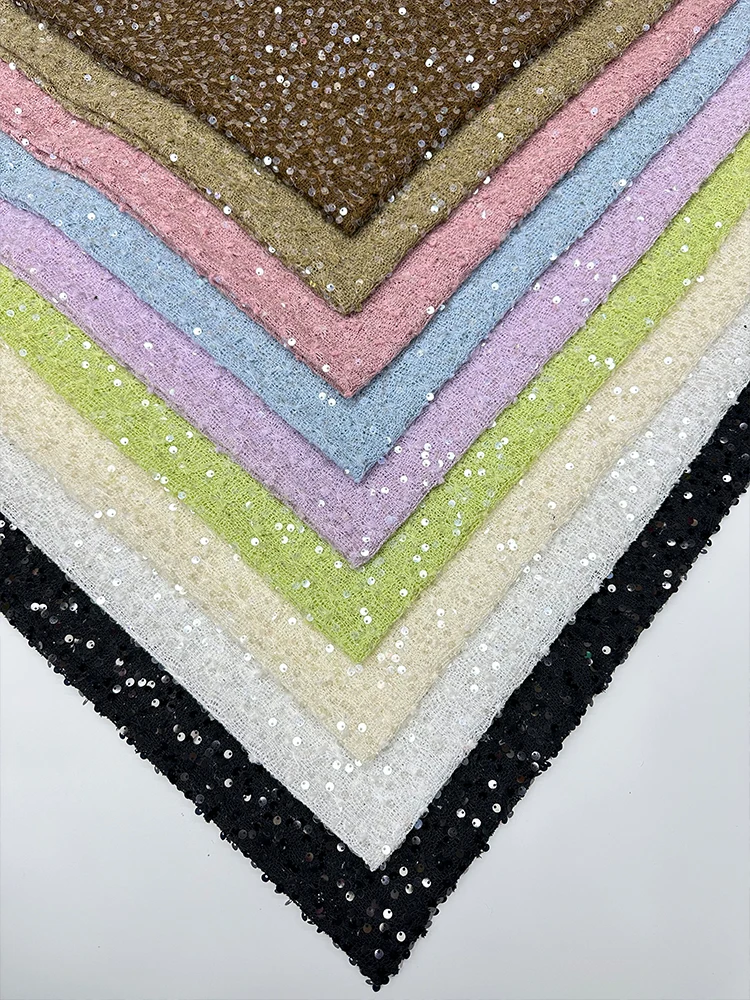 

French fashion lace mesh fabric, high-quality African large sequin hollowed-out pattern sequin embroidery sewing fabric dress