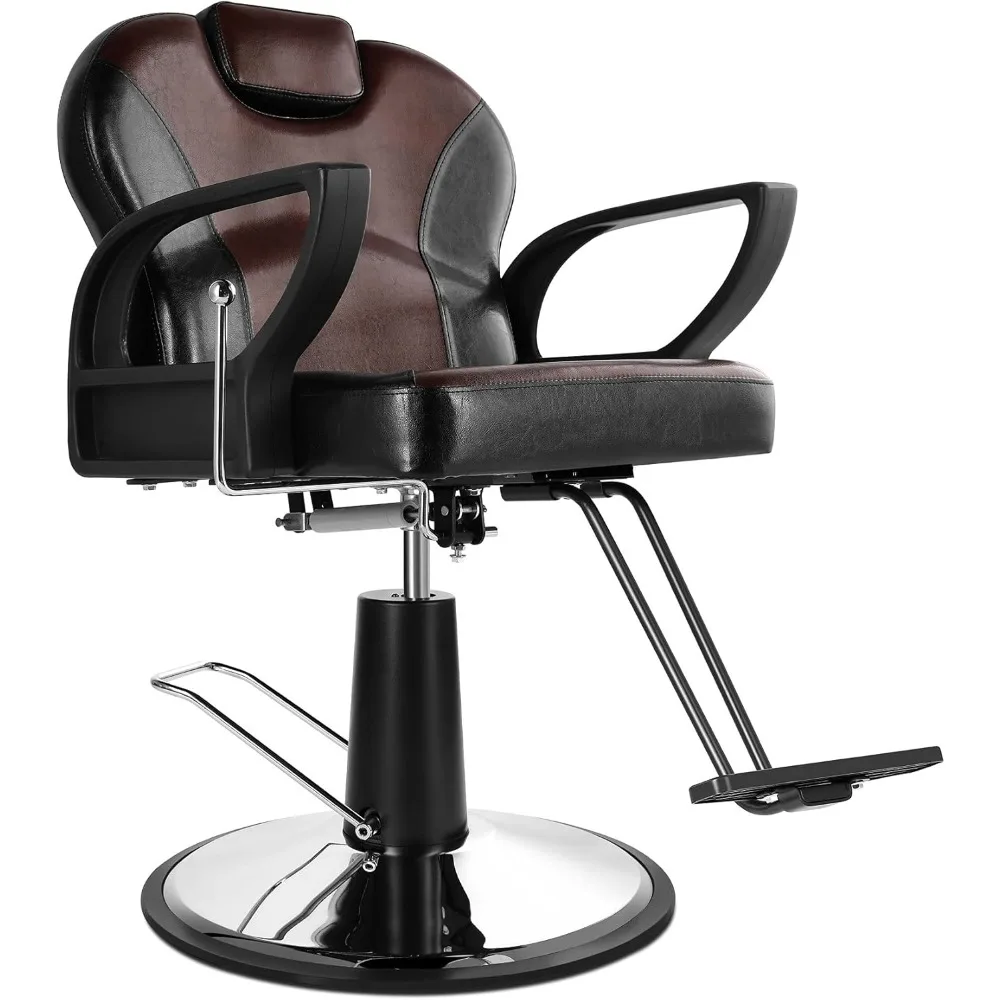 

Black & Brown All Purpose Barber Chair Reclining Salon Chair Vintage Salon Styling Barbering Cutting Chair for Hair Stylist