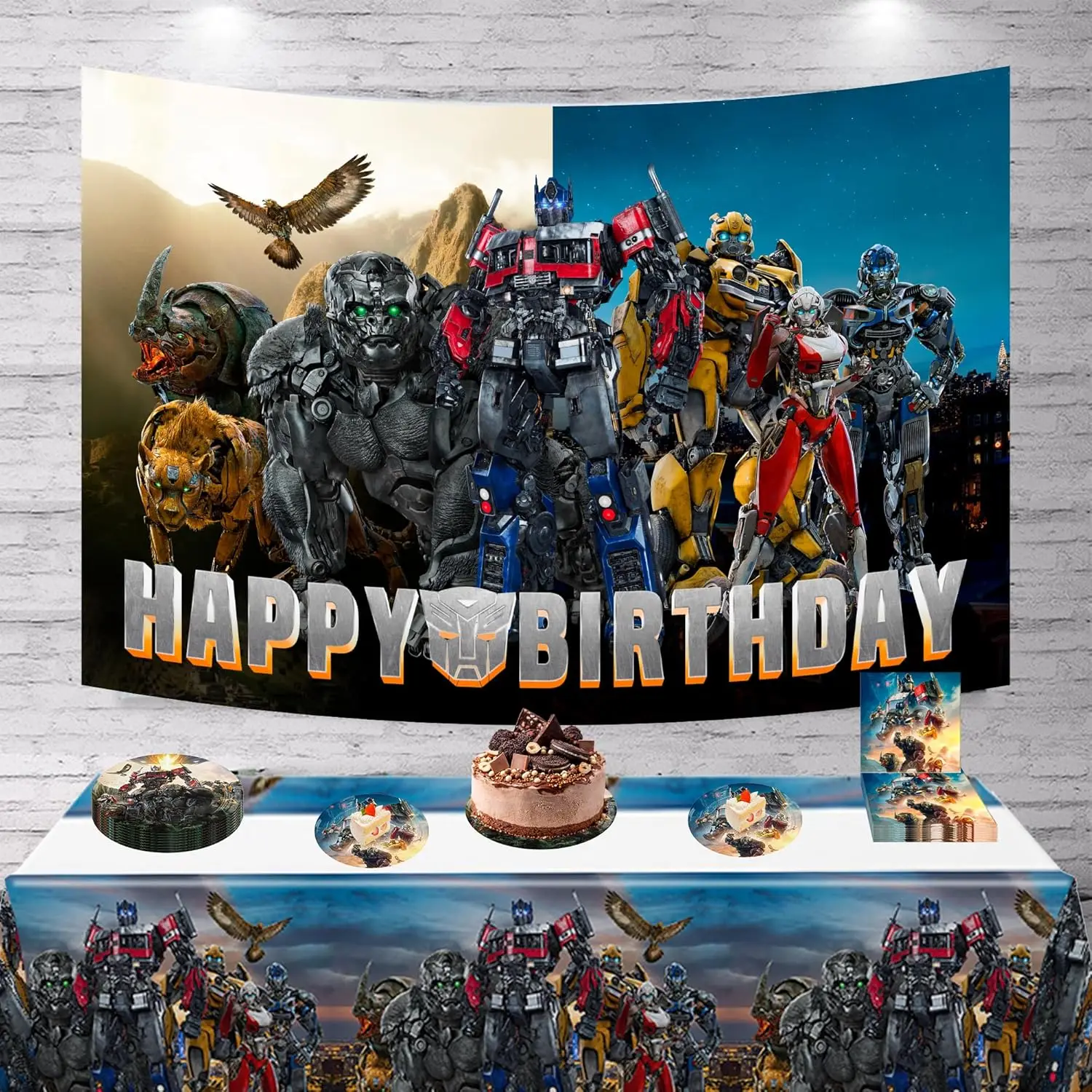 Toalha de mesa descartável para festa de aniversário, decoração, robô bumblebe, capa de mesa para crianças, meninos, lembranças, suprimentos para festa ﻿