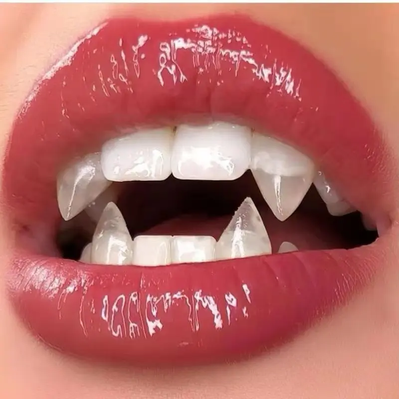 2PCS Vampire Dentures Protector Dental Clear Resin Horrific Zombie Fangs Dentistry Tools Spoofing Toys Halloween Party Costume