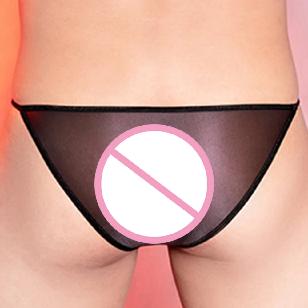 

Sexy G-String Bikini Men Oil Shiny Transparent Thong Underwear Low-Rise Elastic Seamless Lingerie Elephant Nose Briefs Panties