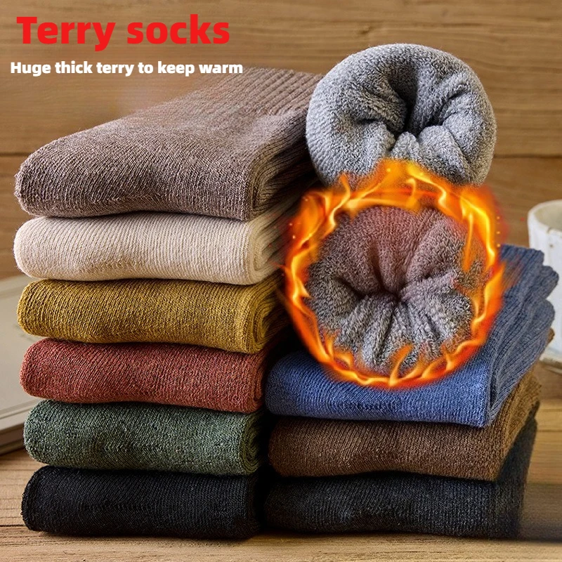 

Korean Plush Terry Socks for Women - Extra Warm Maternity & Sleep Crew Socks, Winter Cold Protection Home Socks