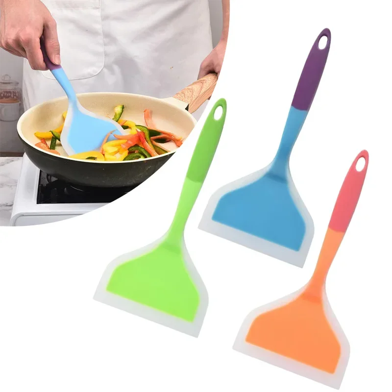Random Color Pancake Spatula Silicone High Temperature Resistant Beef Meat Egg Kitchen Scraper Wide Pizza Cooking Tools Shovel