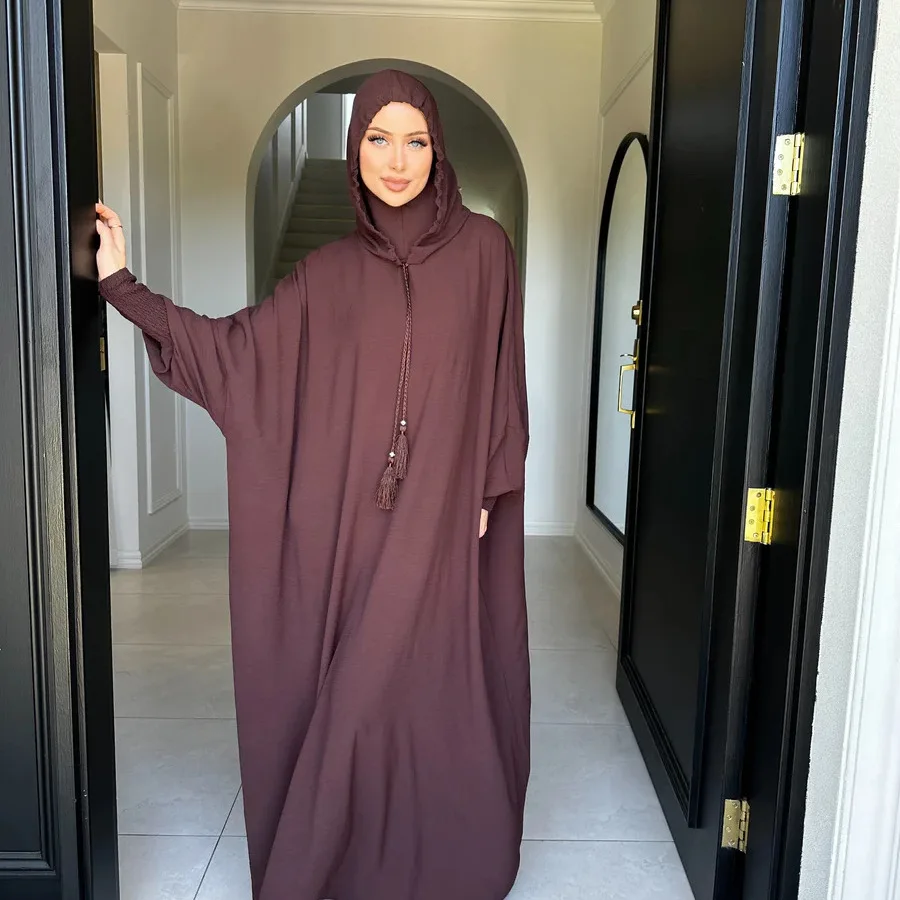 Commercio all'ingrosso di alta qualità Dubai EID Ramadan pianura islamico modesto Abaya donne musulmane vestono jazz crepe felpe sportive casual Abaya