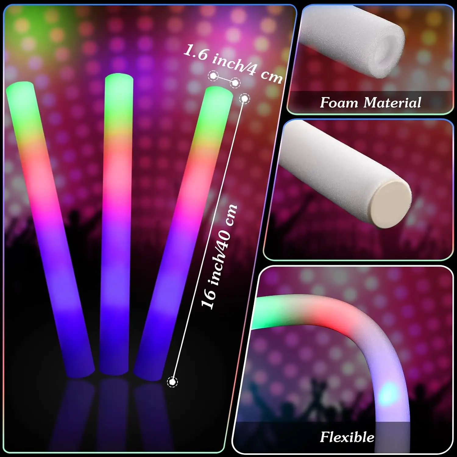 Glow Dark Foam Light Glasses Party Supplies 72 Pack