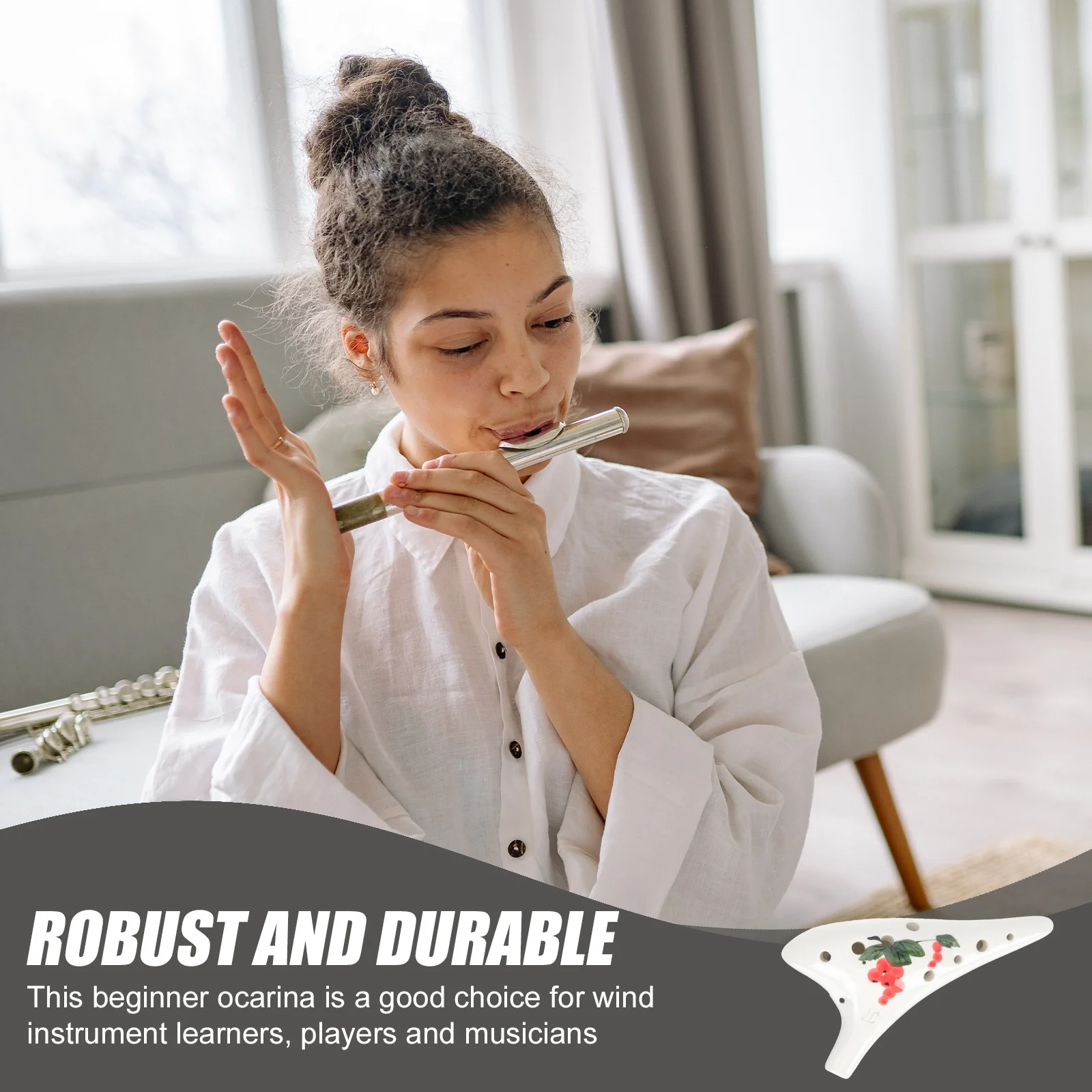 

12-Hole Ceramic Ocarina Beginner Practice Ocarina Hand Painted Easy to Play Wind Instrument Perfect Gift for Children Music